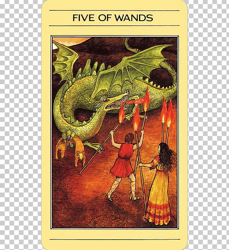 The Mythic Tarot Workbook Mythic Tarot Deck Five Of Wands Suit Of Wands PNG, Clipart, Archetype, Art, Deck, Dragon, E Waite Free PNG Download
