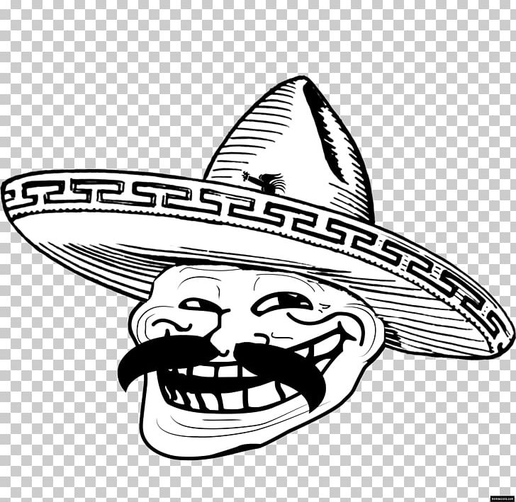 Trollface Drawing Mexican Cuisine Vaquero Internet Troll PNG, Clipart, Black And White, Brand, Costume Hat, Cowboy, Drawing Free PNG Download