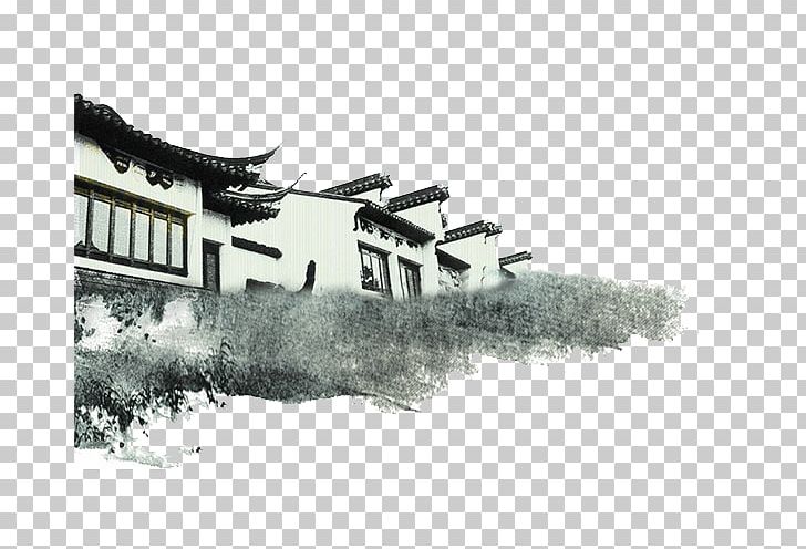 Ink Wash Painting Architecture Ink Brush PNG, Clipart, Black And White, Black White, Chinoiserie, Designer, Download Free PNG Download