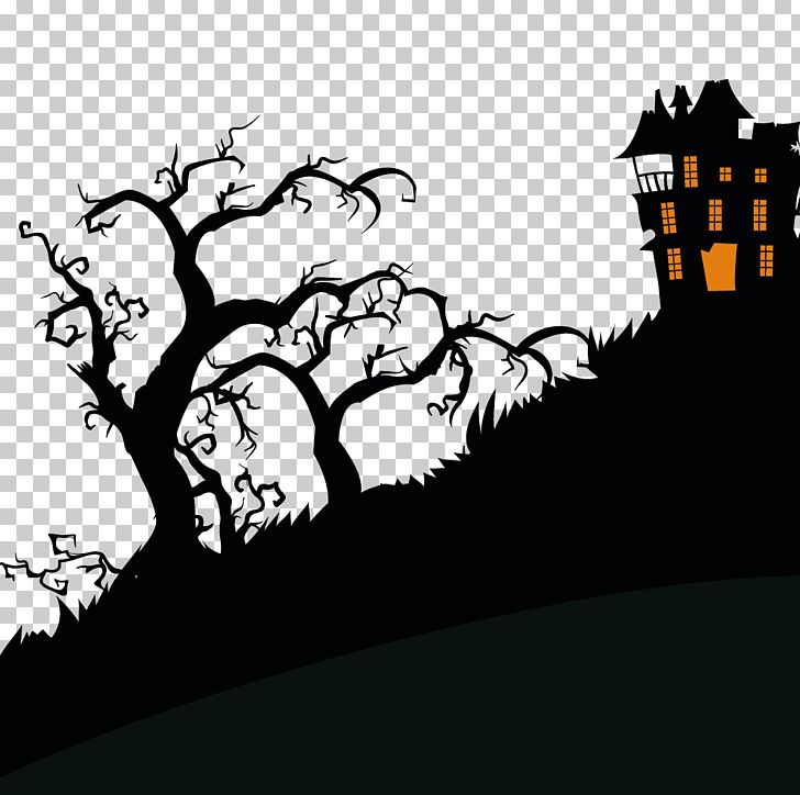 Halloween Haunted Attraction Trick-or-treating Illustration PNG, Clipart, Art, Black, Black Hair, Black White, Branch Free PNG Download