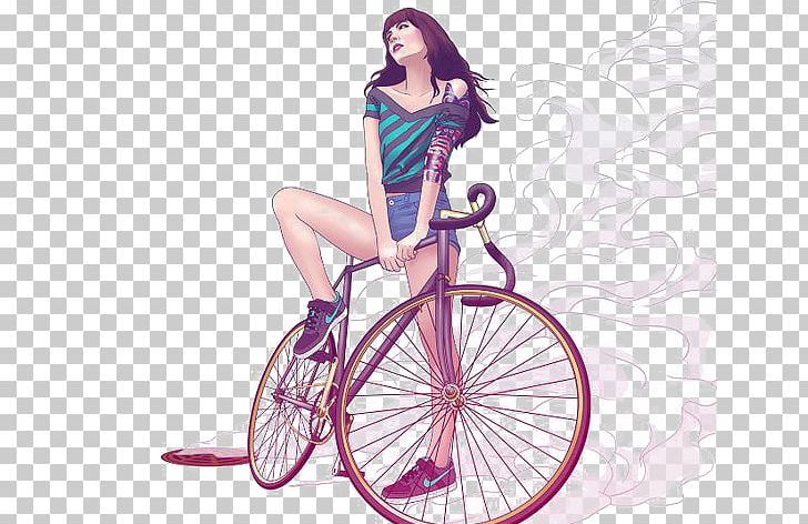 Fixed-gear Bicycle Drawing Illustration PNG, Clipart, Animation, Bicycle, Bicycle Accessory, Bicycle Frame, Fashion Girl Free PNG Download