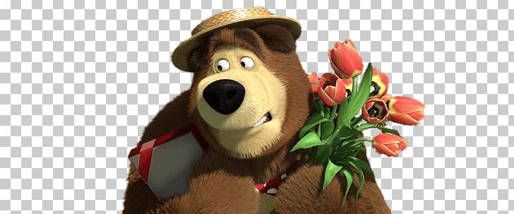 Bear Holding A Present And Flowers PNG, Clipart, At The Movies, Cartoons, Masha And The Bear Free PNG Download