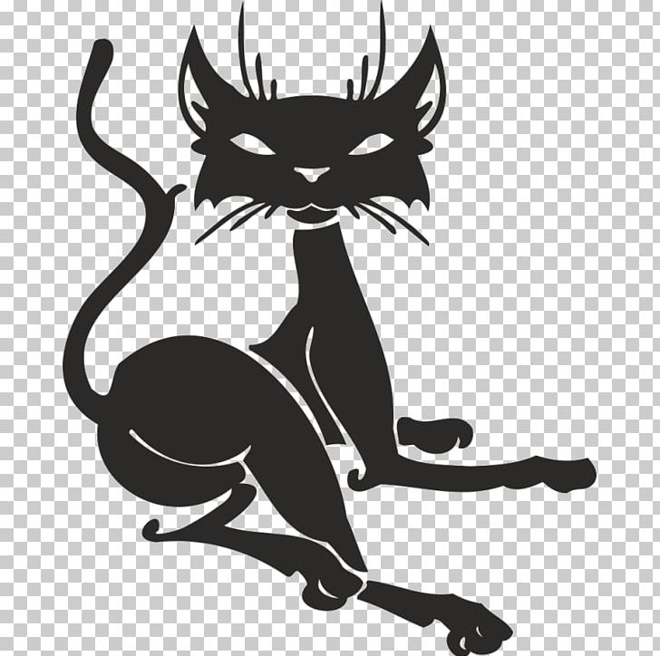 Cat Sticker Kitten Paper Виниловая интерьерная наклейка PNG, Clipart, Animals, Black, Black , Black And White, Bumper Sticker Free PNG Download