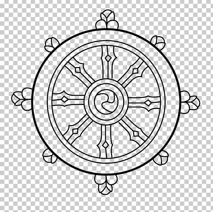 Dharmachakra Buddhism Noble Eightfold Path Three Turnings Of The Wheel Of Dharma PNG, Clipart, Angle, Area, Black And White, Buddhahood, Buddhism Free PNG Download
