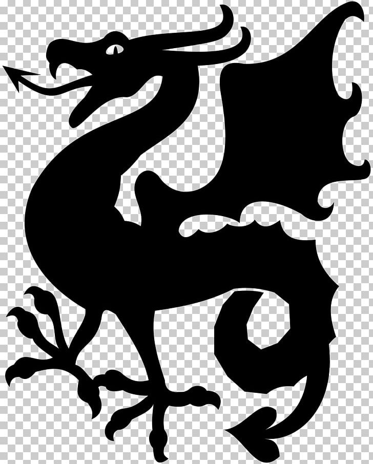 Dragon Silhouette Drawing PNG, Clipart, Artwork, Beak, Bird, Black And White, Chinese Dragon Free PNG Download