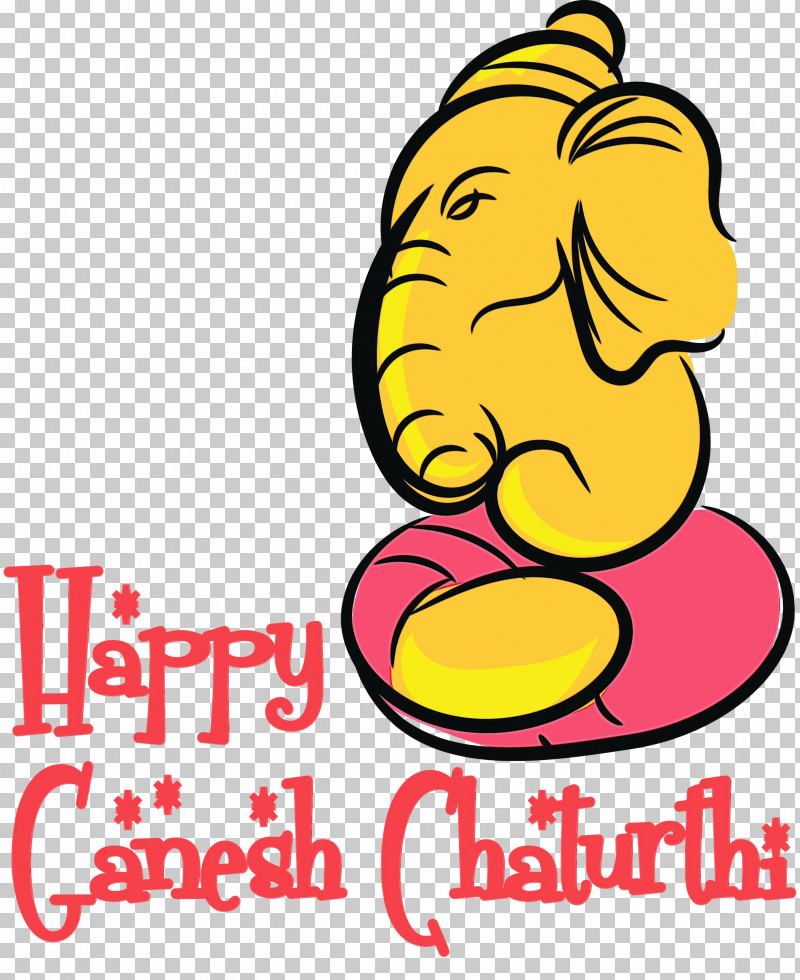 Cartoon Yellow Smiley Happiness Line PNG, Clipart, Behavior, Cartoon, Ganesh, Ganesh Chaturthi, Geometry Free PNG Download