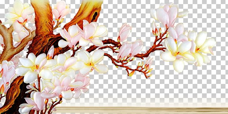 Wall Chinoiserie Mural Magnolia Denudata Painting PNG, Clipart, Artificial Flower, Branch, Chinese Painting, Computer Wallpaper, Flower Free PNG Download