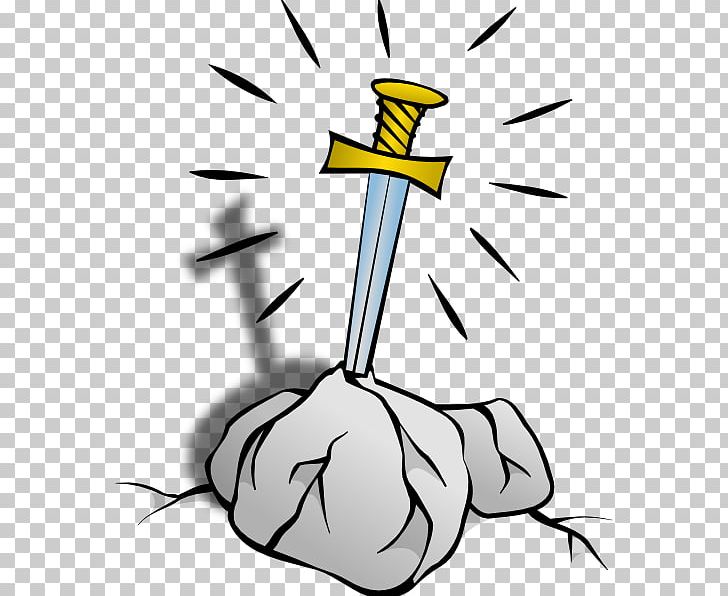 King Arthur Excalibur Sword PNG, Clipart, Art, Artwork, Beak, Black And White, Cartoon Free PNG Download