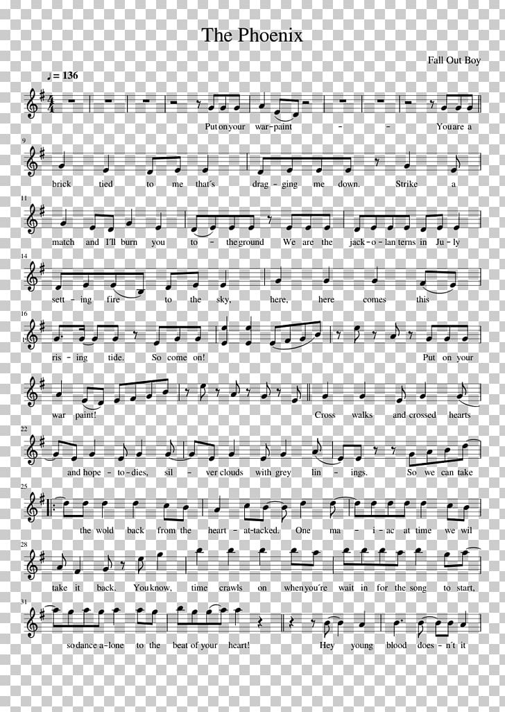 Sheet Music Fall Out Boy Violin The Phoenix Live In Phoenix PNG, Clipart, Angle, Area, Beat It, Black And White, Boy Drum Free PNG Download