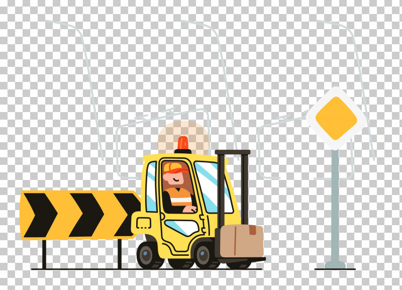 Road Works PNG, Clipart, Cartoon, Comics, Drawing, Forklift, Machine Free PNG Download