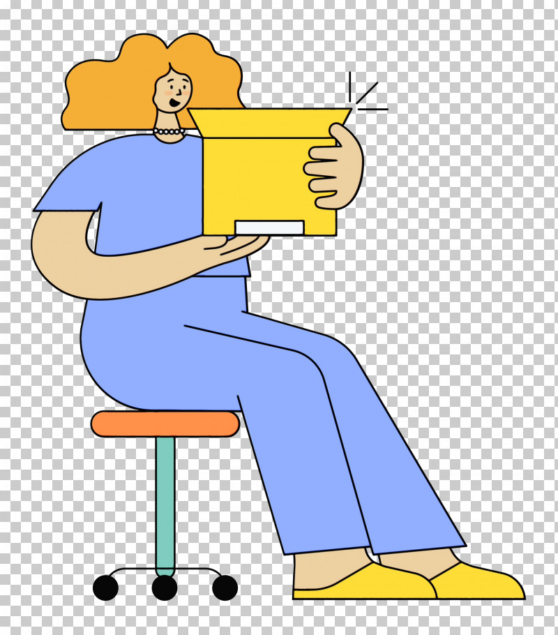 Chair Furniture Cartoon Yellow Text PNG, Clipart, Behavior, Cartoon, Cartoon People, Chair, Conversation Free PNG Download