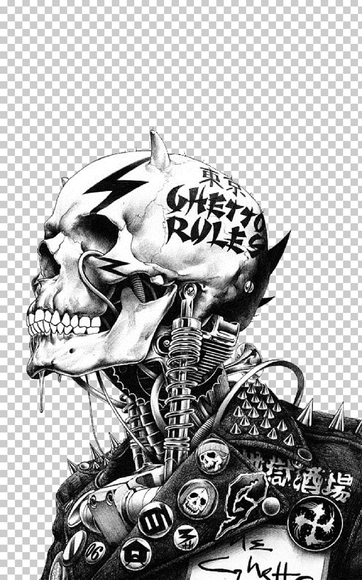 Punk Rock Drawing Skull Art PNG, Clipart, Art, Artist, Black And White, Death, Drawing Free PNG Download