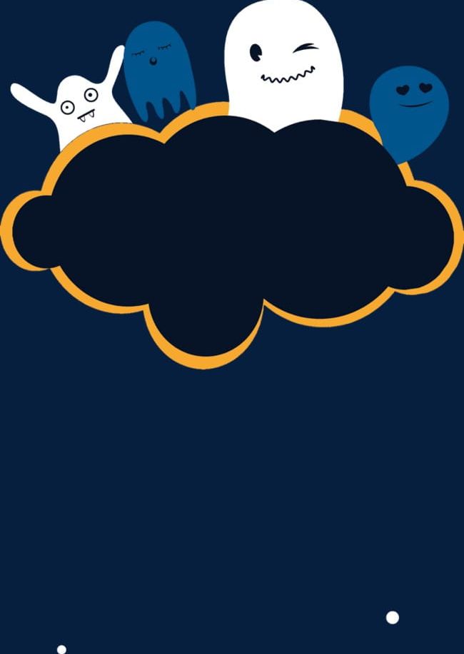 Cute Ghost Clouds Dialog PNG, Clipart, Black, Black Clouds, Box, Cartoon, Cartoon Ghost Free PNG Download