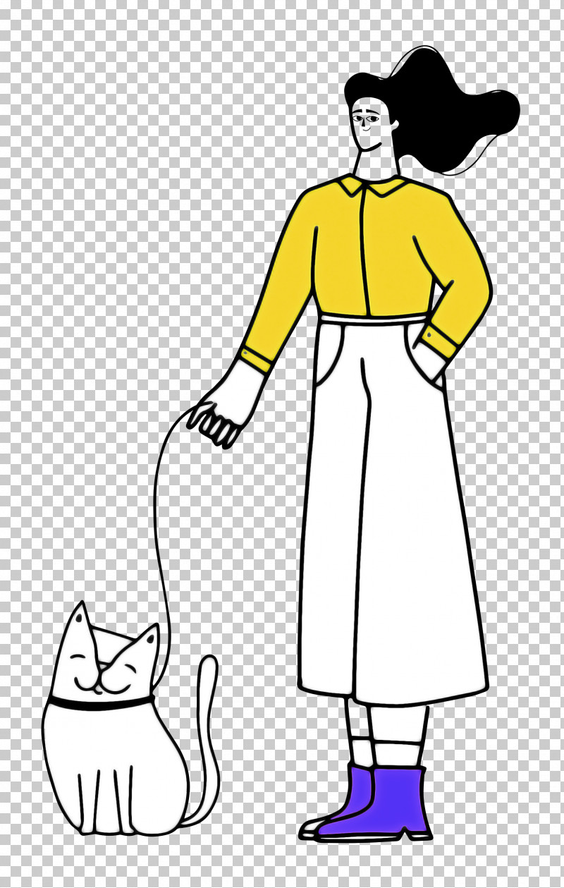 Walking The Cat PNG, Clipart, Cartoon, Dress, Happiness, Headgear, Joint Free PNG Download