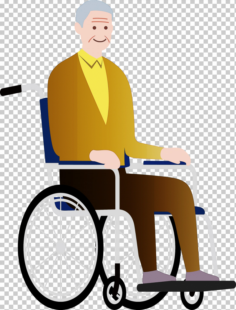 Grandpa Grandfather Wheelchair PNG, Clipart, Bicycle Accessory, Cartoon, Drawing, Elderly People, Flat Design Free PNG Download