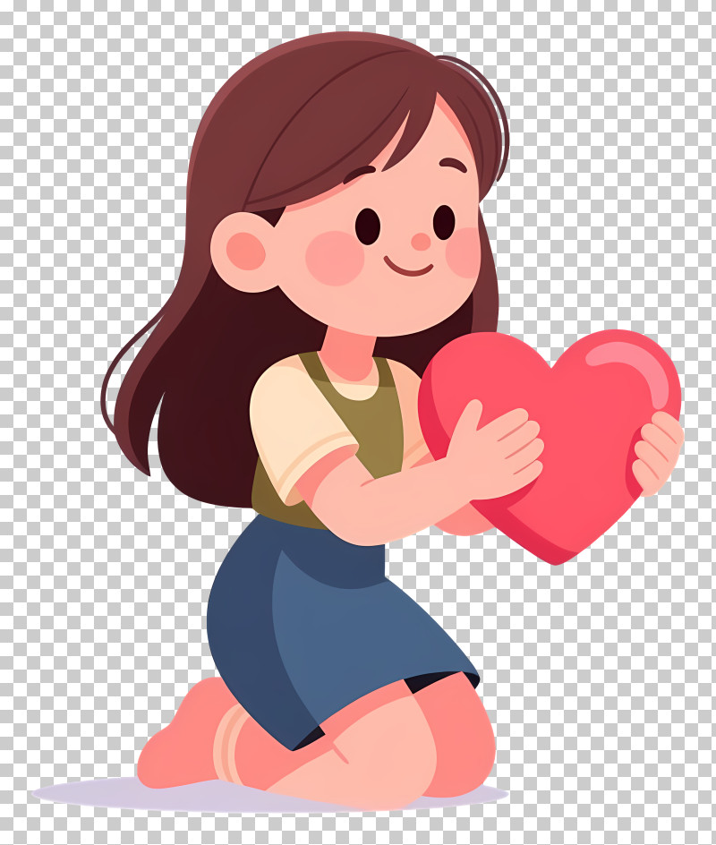 Cute Girl Offering A Heart PNG