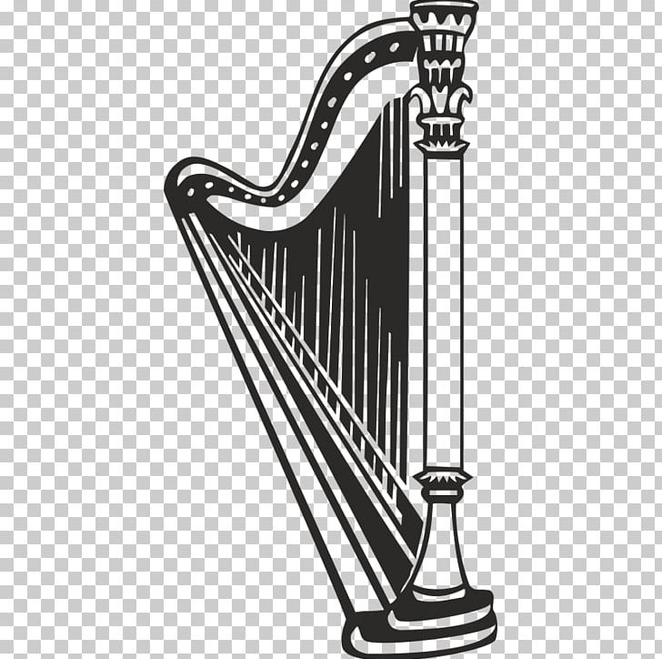 Iron-on Celtic Harp Принт Sticker Декор PNG, Clipart, Applique, Black And White, Celtic Harp, Musical Instrument, Musical Instrument Accessory Free PNG Download