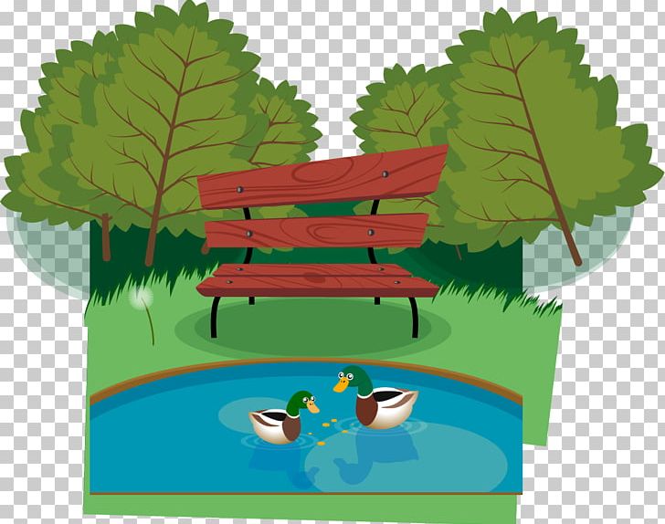 Park Landscape Pond PNG, Clipart, Amusement Park, Bench, Chair, Duck, Encapsulated Postscript Free PNG Download