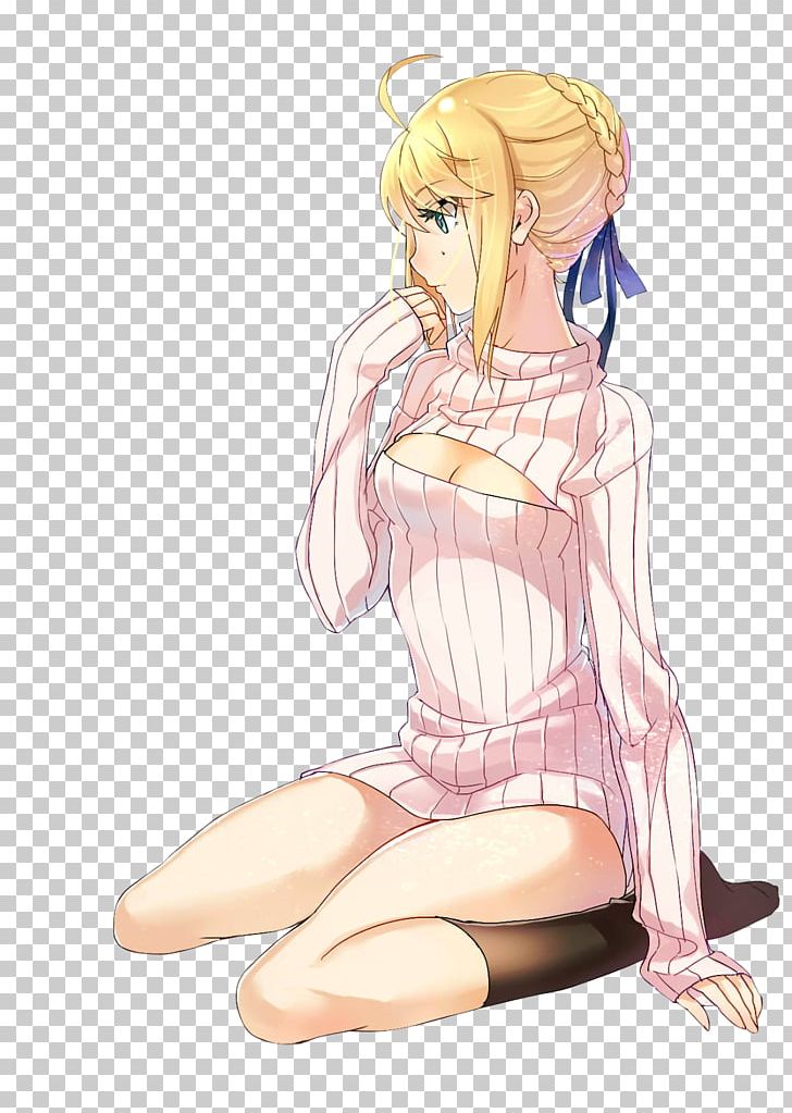 Fate/stay Night Anime Sweater Saber Polo Neck PNG, Clipart, Anime, Arm, Black Hair, Cartoon, Cg Artwork Free PNG Download