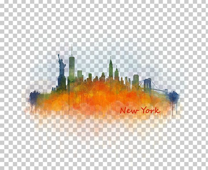 Watercolor Painting Skyline Empire State Building Rome PNG, Clipart, Art, Artwork, Building Rome, City, Cityscape Free PNG Download