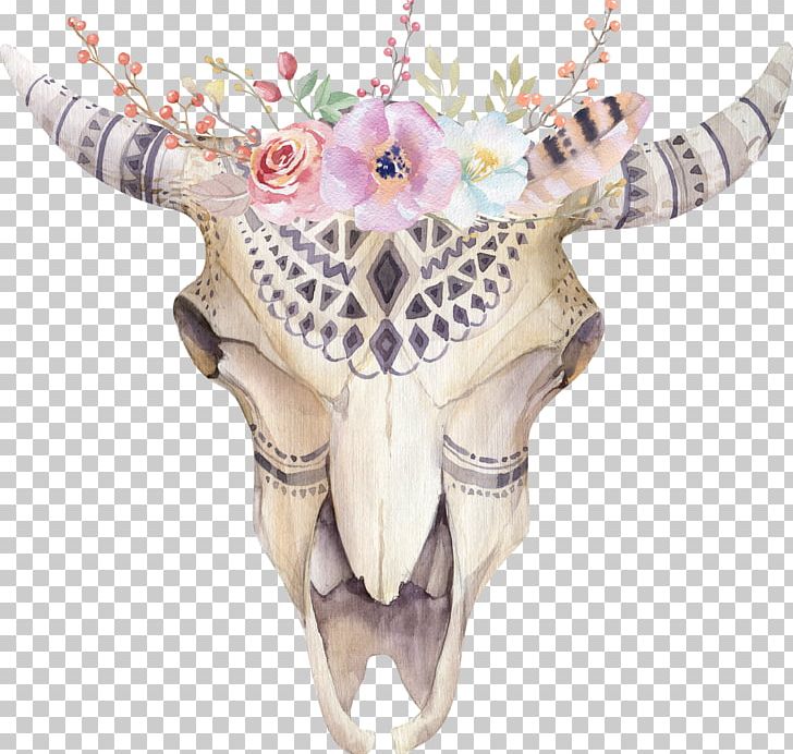 Boho-chic Watercolor Painting Flower Skull PNG, Clipart, Art, Artificial Flower, Bohemianism, Bohochic, Boho Chic Free PNG Download