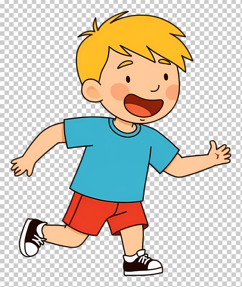 Running Boy - Playful Running Boy Cartoon PNG