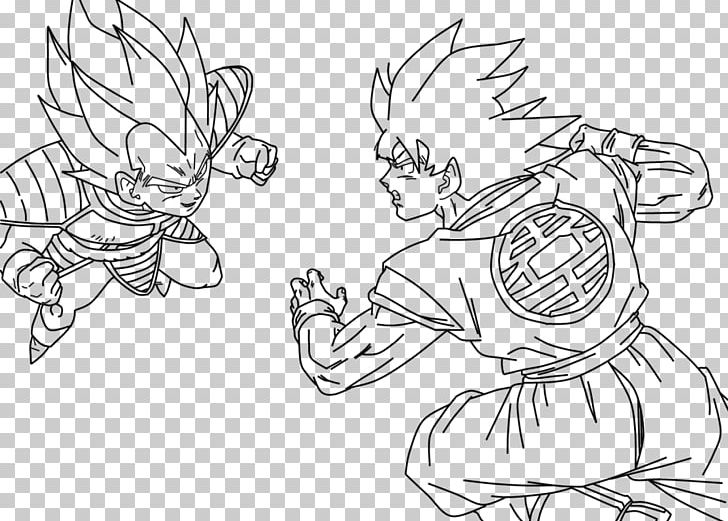 Goku Vegeta Drawing Dragon Ball Trunks PNG, Clipart, Angle, Arm, Black, Black And White, Cartoon Free PNG Download