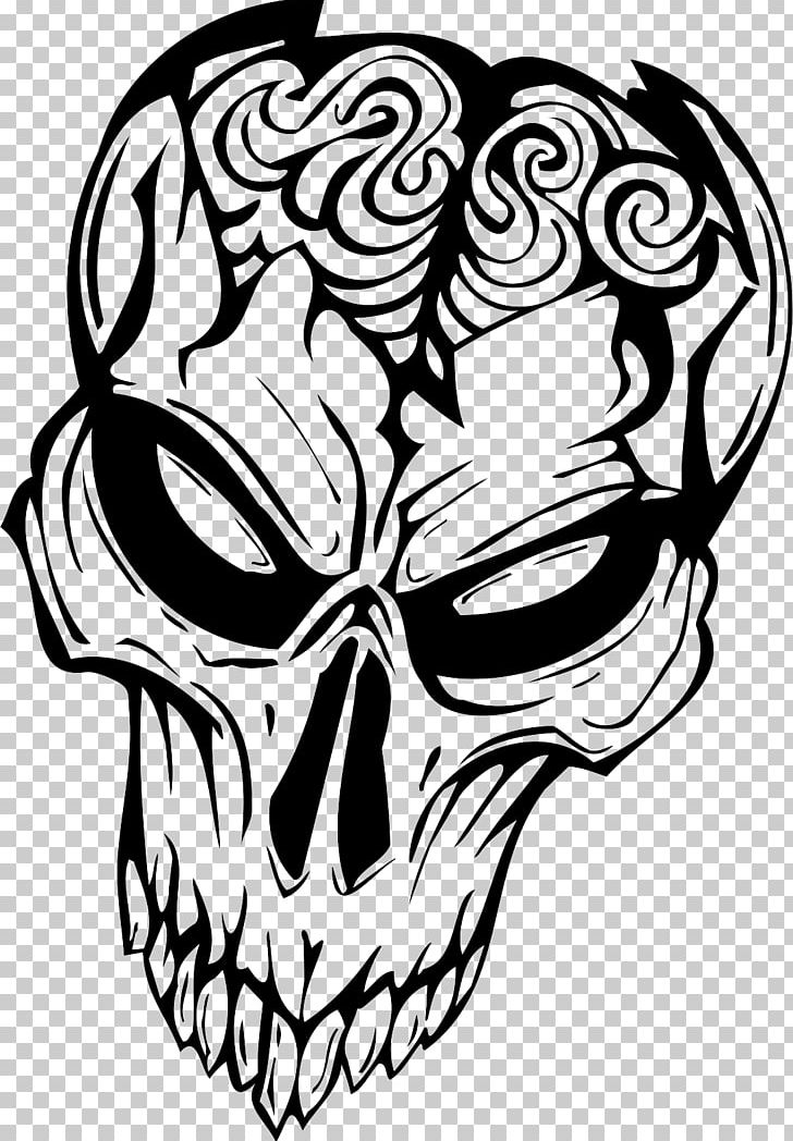 Decal Skull Trick Your Mind Drawing PNG, Clipart, Art, Artwork, Black And White, Bone, Brain Free PNG Download