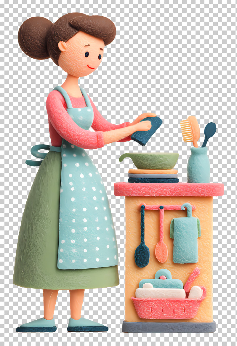 Woman Cleaning Dishes - Woman Cooking In Kitchen With Apron PNG