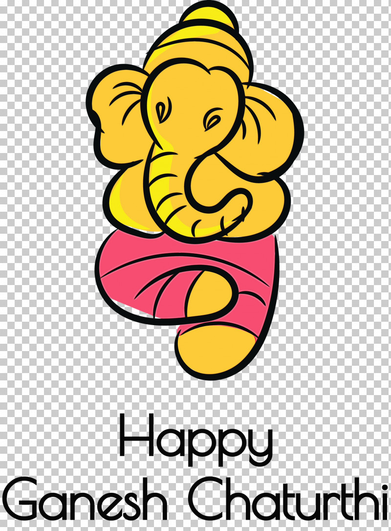 Cartoon Yellow Line Happiness Flower PNG, Clipart, Behavior, Cartoon, Flower, Ganesh, Ganesh Chaturthi Free PNG Download