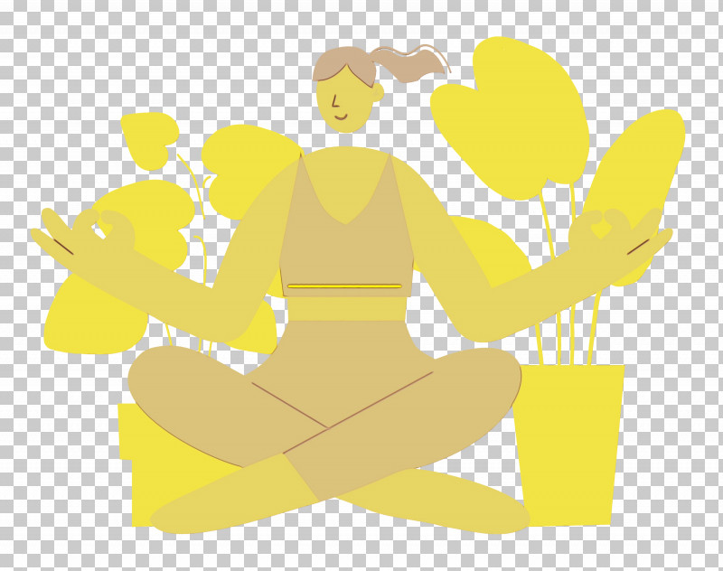 Cartoon Yellow Sitting Happiness Behavior PNG, Clipart, Behavior, Cartoon, Happiness, Health, Hm Free PNG Download