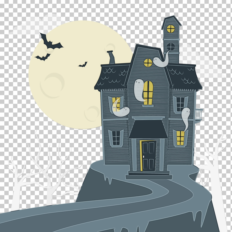 Cartoon Façade House PNG, Clipart, Cartoon, Halloween, House, Paint, Watercolor Free PNG Download