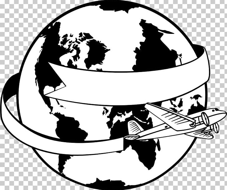 Earth Airplane Globe PNG, Clipart, Airplane, Artwork, Banner, Black And White, Circle Free PNG Download