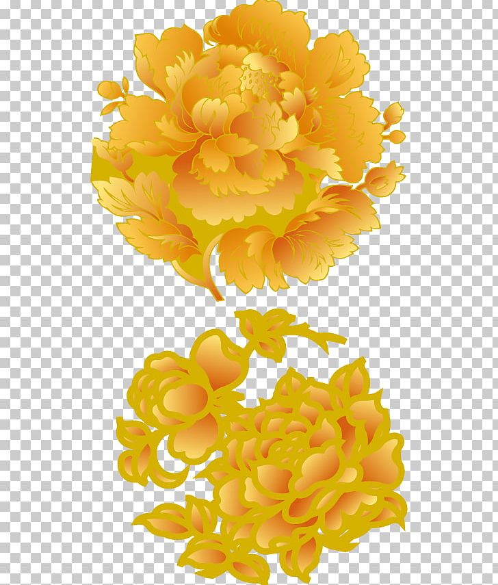 Gold Moutan Peony Motif PNG, Clipart, Beautiful Vector, Beauty, Beauty Salon, Chrysanths, Color Free PNG Download