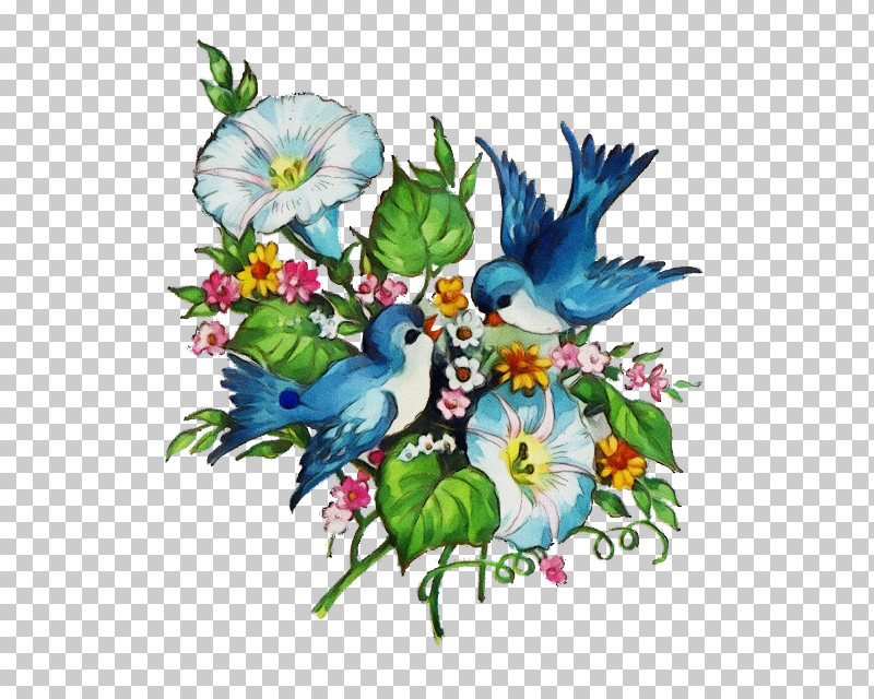 Bird Bluebird Plant Flower Wing PNG, Clipart, Bird, Bluebird, Flower, Morning Glory, Paint Free PNG Download