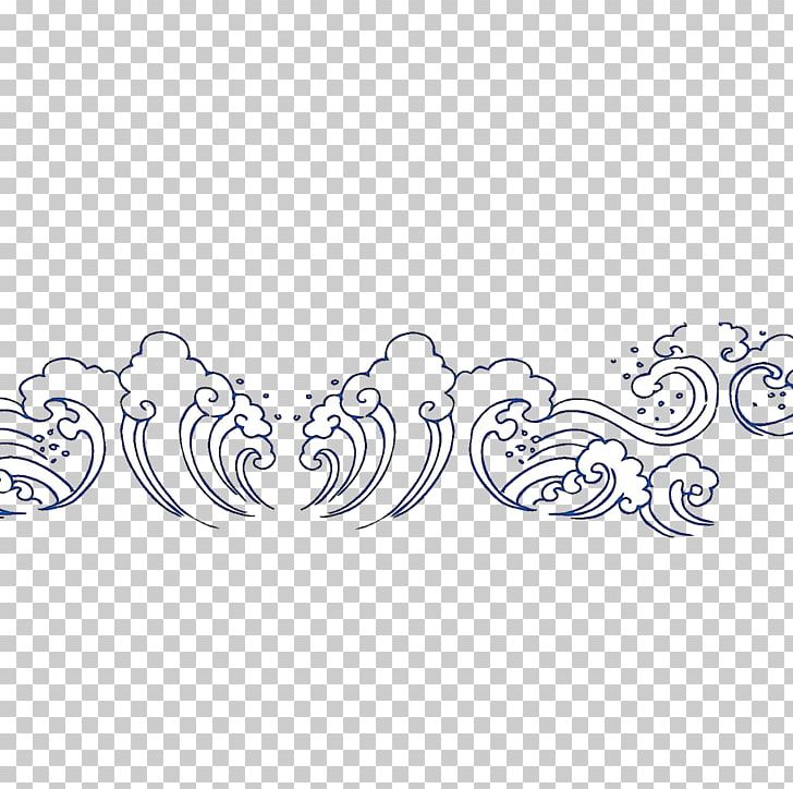 Cloud Motif Drawing PNG, Clipart, Angle, Area, Art, Black And White, Blue And White Porcelain Free PNG Download