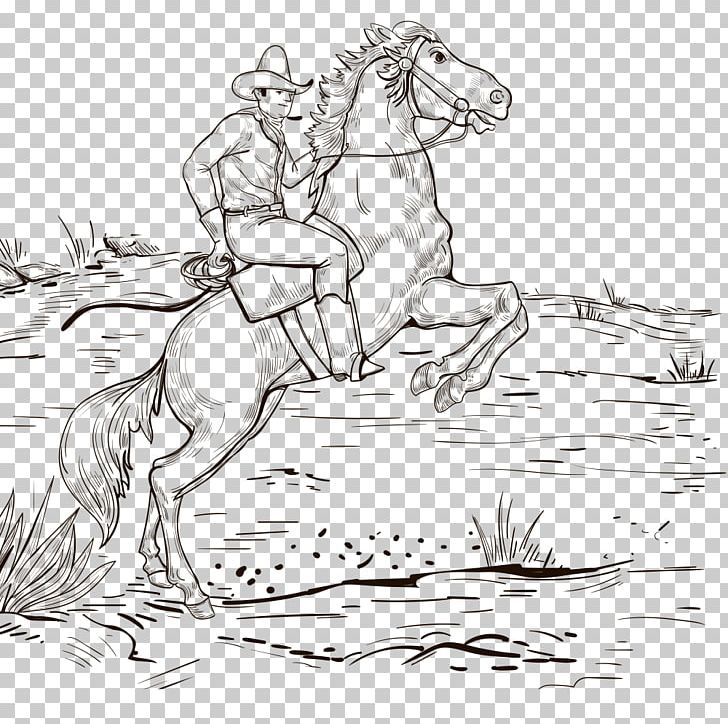 Horse Cowboy Drawing Mexican Cuisine Sketch PNG, Clipart, Animals, Art, Artwork, Cowboy, Desktop Wallpaper Free PNG Download