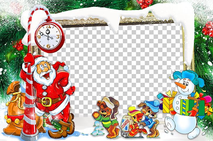 Santa Claus Christmas New Year Photomontage PNG, Clipart, Border Frame, Border Texture, Cartoon, Christmas Decoration, Christmas Frame Free PNG Download