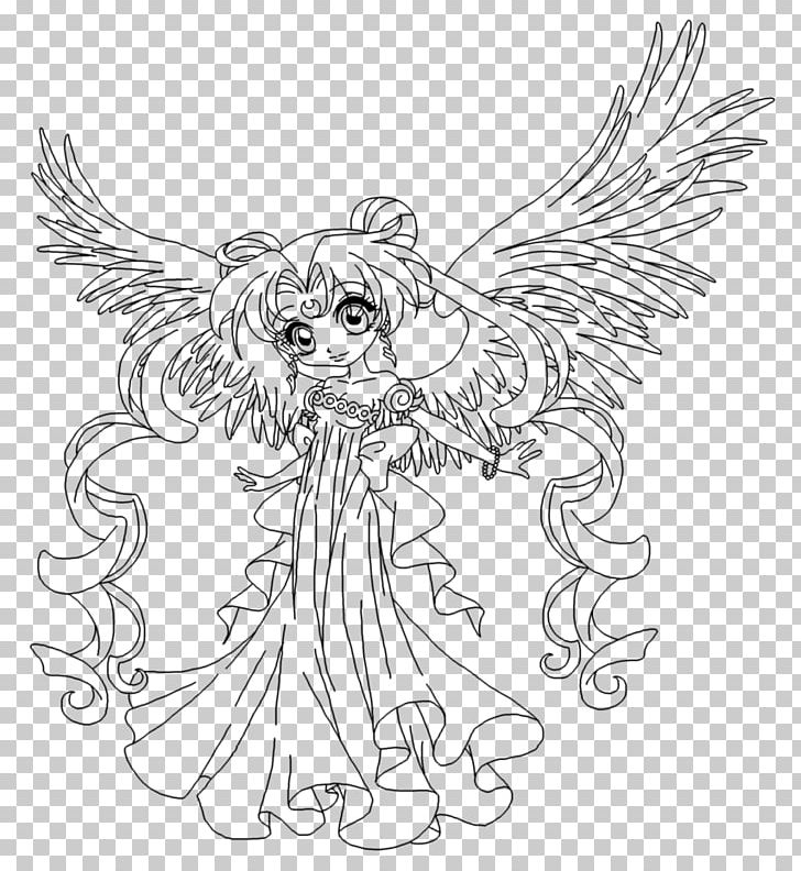 Sailor Moon Queen Serenity Chibiusa Tuxedo Mask PNG, Clipart, Angel, Anime, Artwork, Black And White, Cartoon Free PNG Download