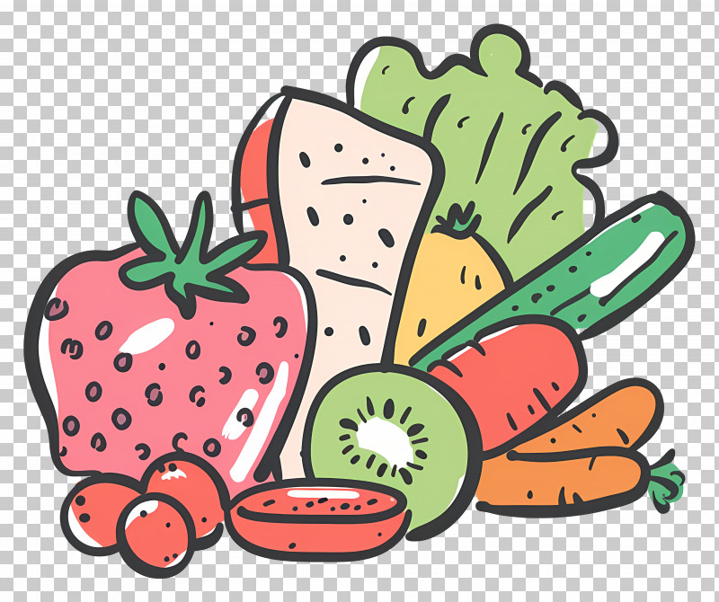 Cartoon Food - Illustration Of Healthy Fruits And Vegetables PNG