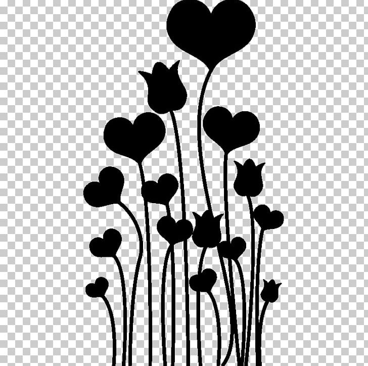 Sticker Tulip Wall Decal Label PNG, Clipart, Black, Black And White, Branch, Flora, Floral Design Free PNG Download
