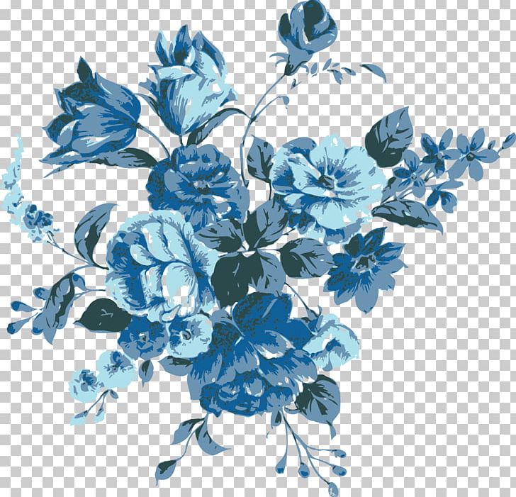 Blue Hand-painted Flowers PNG, Clipart, Blue, Branch, Cartoon, Color, Cut Flowers Free PNG Download