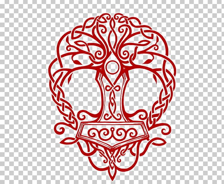 Mjölnir Yggdrasil Tree Of Life Norse Mythology Odin PNG, Clipart, Area, Celtic, Celtic Art, Celtic Sacred Trees, Circle Free PNG Download