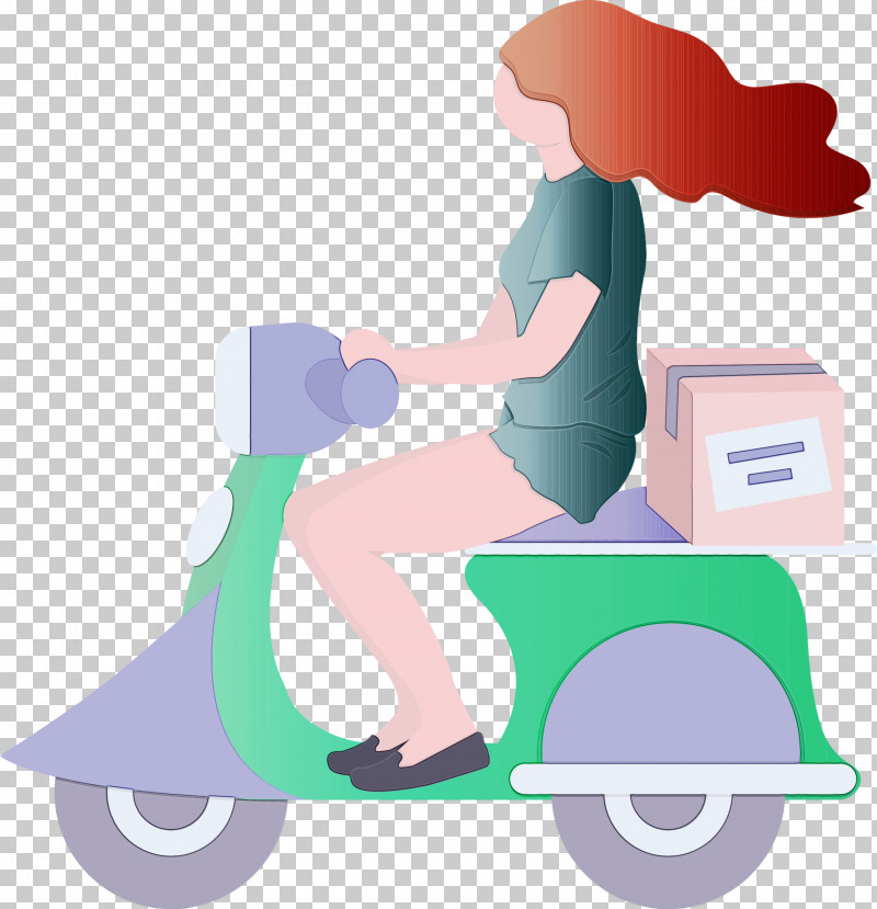 Scooter Vespa Transport Cartoon Vehicle PNG, Clipart, Cartoon, Delivery, Girl, Paint, Scooter Free PNG Download
