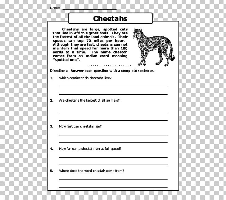 Reading Comprehension Cheetah Teacher Understanding PNG, Clipart, Area, Black And White, Cheetah, Class, Fauna Free PNG Download