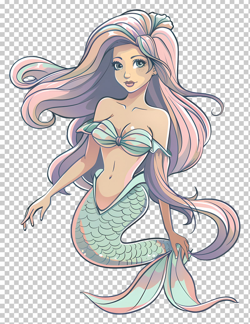 Mermaid - Elegant Mermaid In Fantasy Illustration PNG