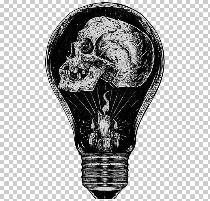 Incandescent Light Bulb Drawing Skull Calavera PNG, Clipart, Art, Black And White, Bone, Calavera, Color Free PNG Download