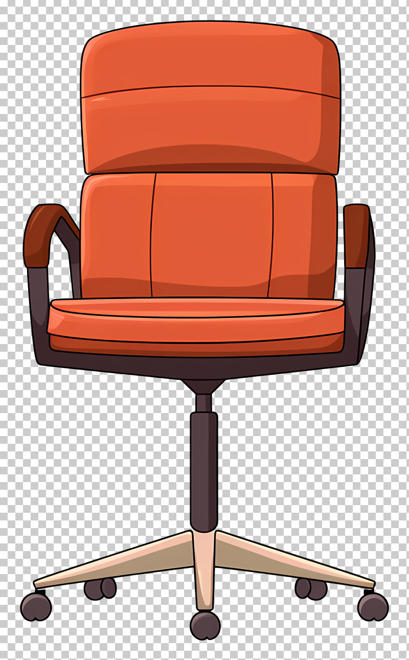 Red Leather Office Chair - Orange Office Swivel Chair Illustration PNG