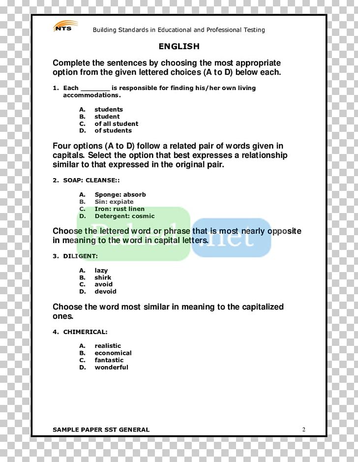 Past Paper National Testing Service Education PNG, Clipart, Angle, Area, Diagram, Document, Education Free PNG Download
