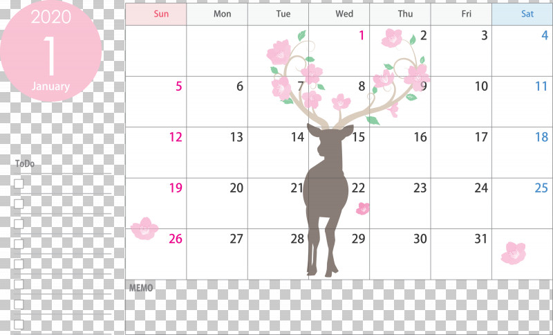 January 2020 Calendar January Calendar 2020 Calendar PNG, Clipart, 2020 Calendar, Deer, January 2020 Calendar, January Calendar, Line Free PNG Download